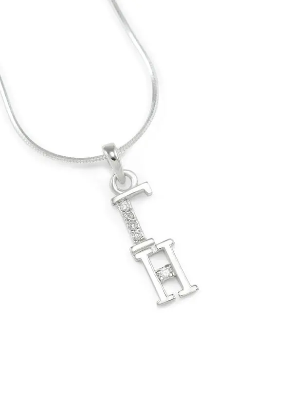 Gamma Eta Sterling Silver Lavaliere With Crystals 1