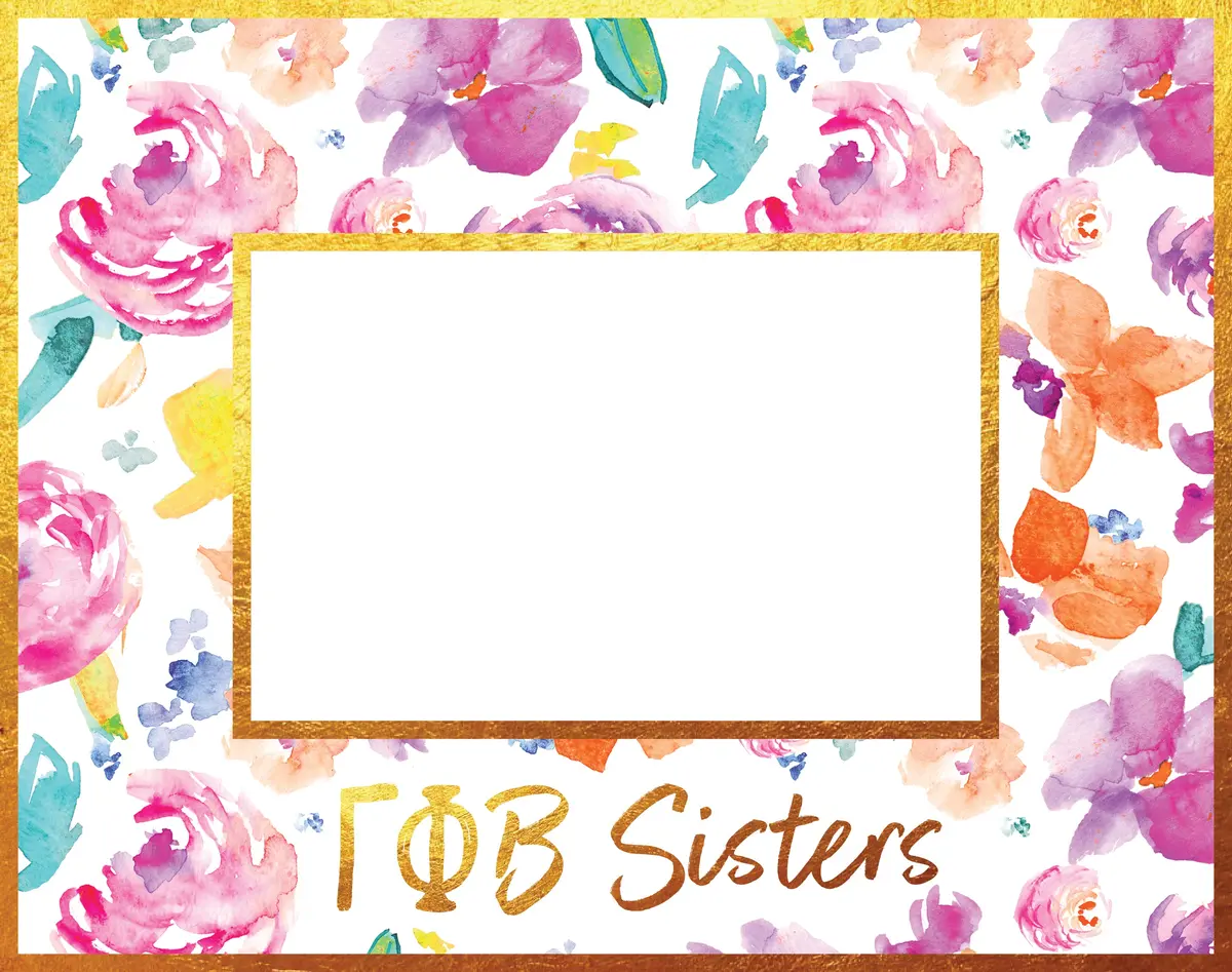 Gamma Phi Beta Gold Foil & Floral Painted Wooden Picture Frame 1