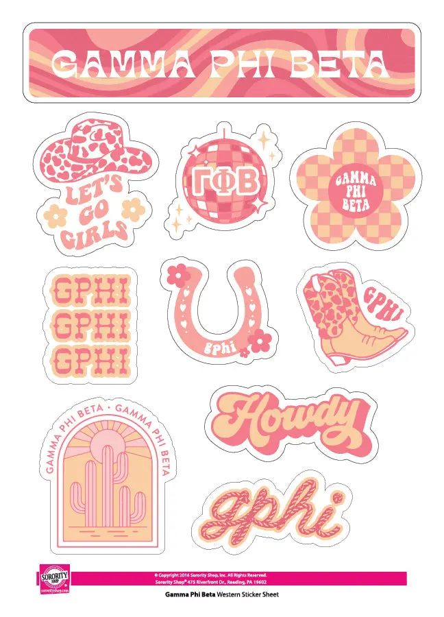 Gamma Phi Beta Western Disco Sticker Sheet 1