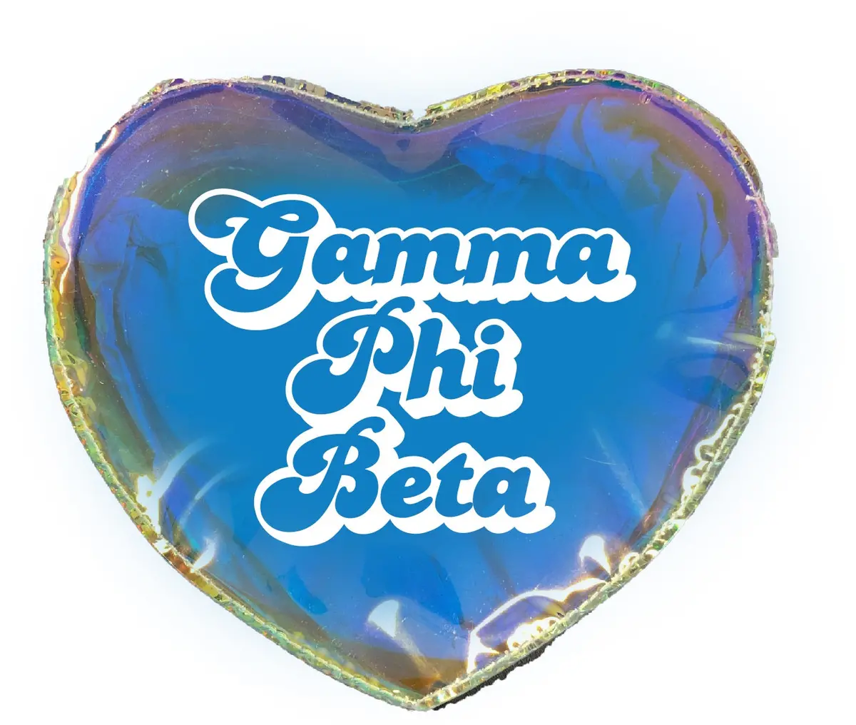 Gamma Phi Beta Holographic Heart Shaped Makeup Bag 1