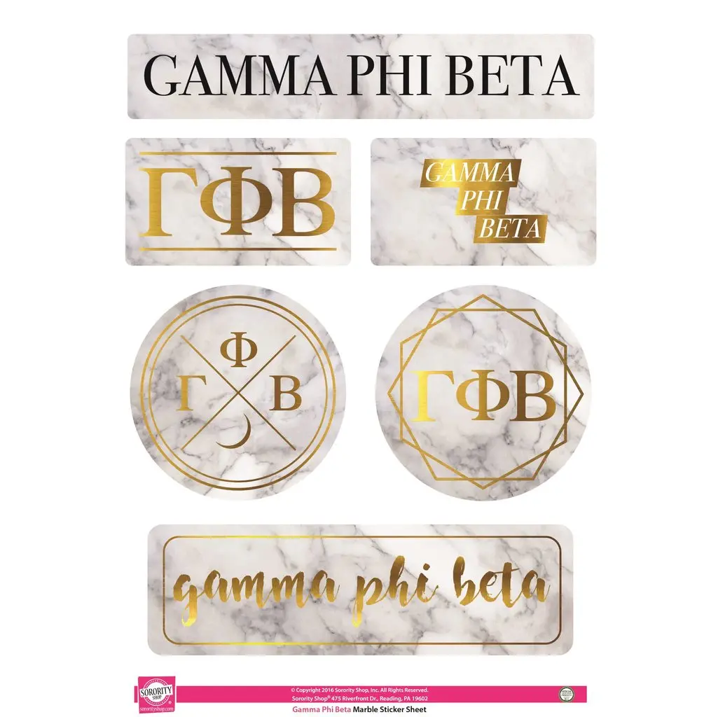 Gamma Phi Beta Marble Sticker Sheet 1