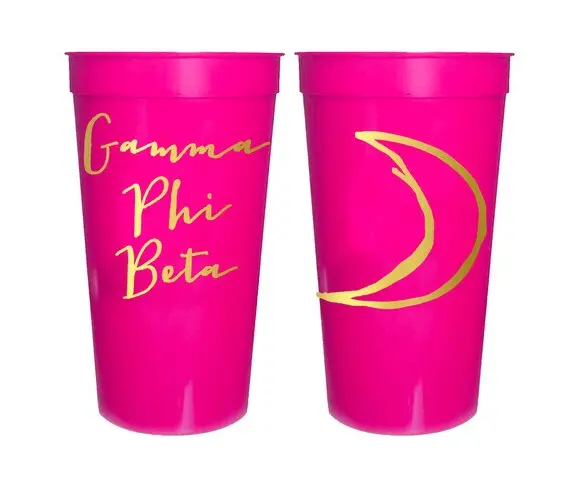 Gamma Phi Beta Sorority Stadium Cup With Gold Foil Print 1