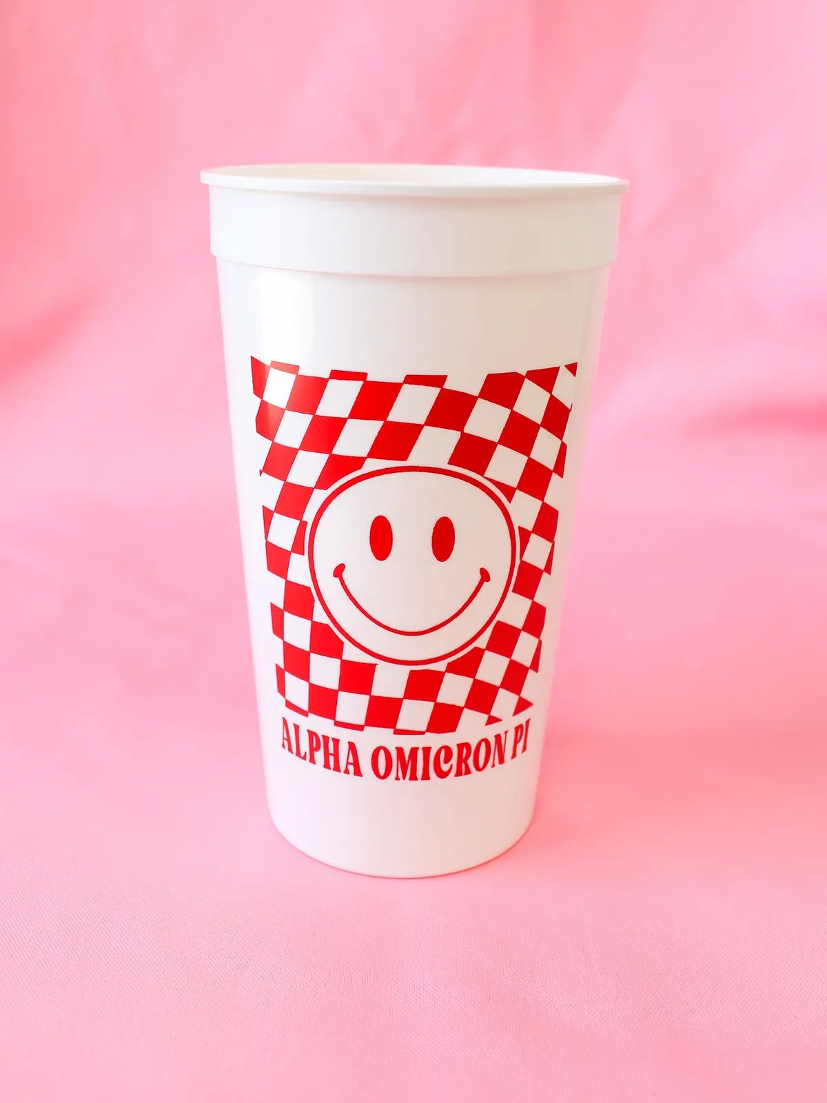 Alpha Omicron Pi Smiley Face Stadium Cup 1