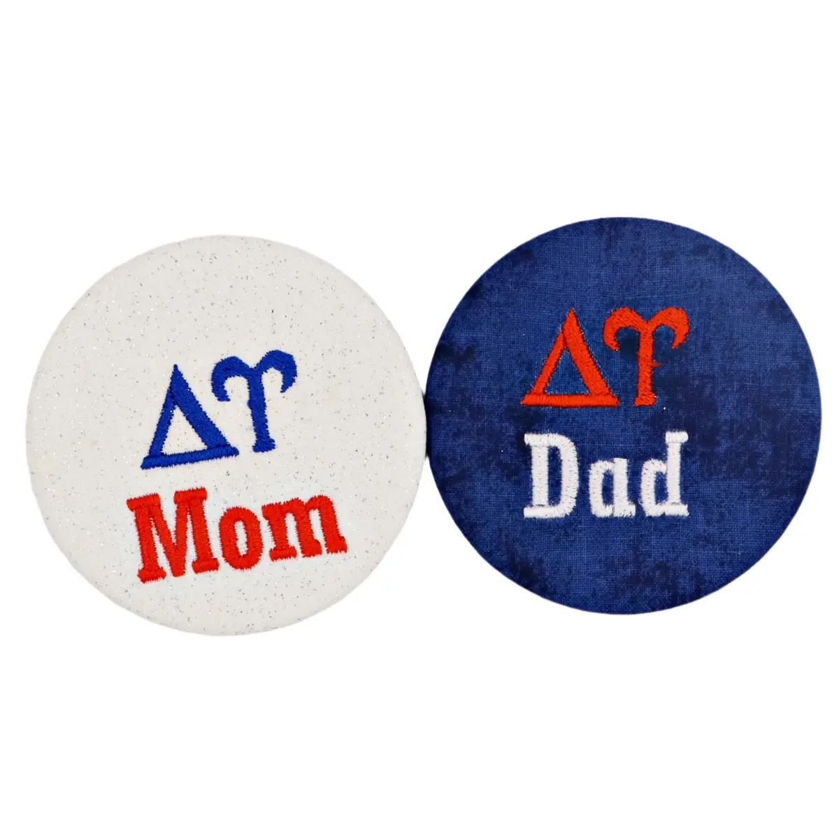 Delta Upsilon Mom/Dad Embroidered Button 1