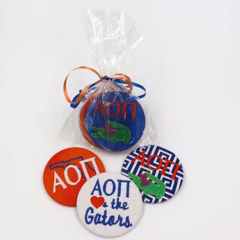 Alpha Omicron Pi Embroidered Game Day Button Set