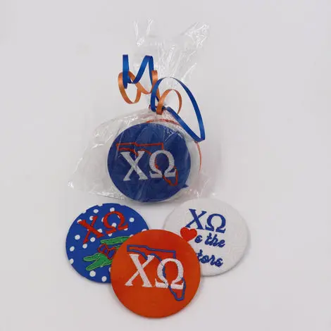 Chi Omega Embroidered Game Day Button Set