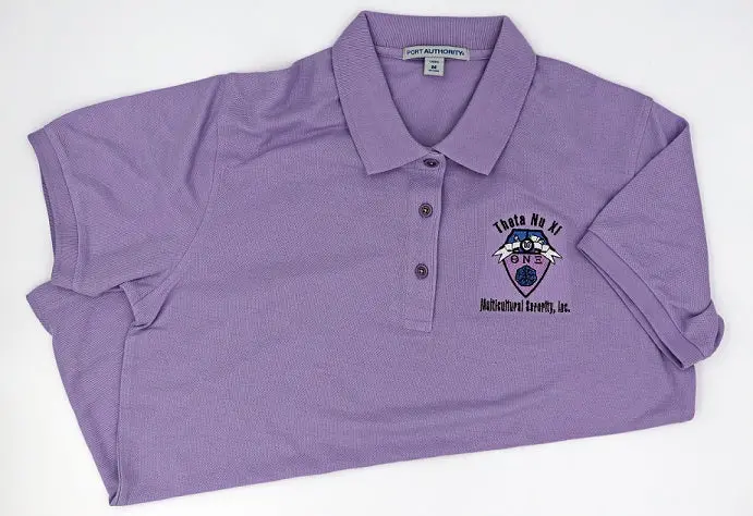 Theta Nu Xi Ladies Silk Touch Lavender  Polo 1