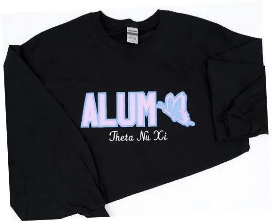 Theta Nu Xi Black Word Long Sleeve 1