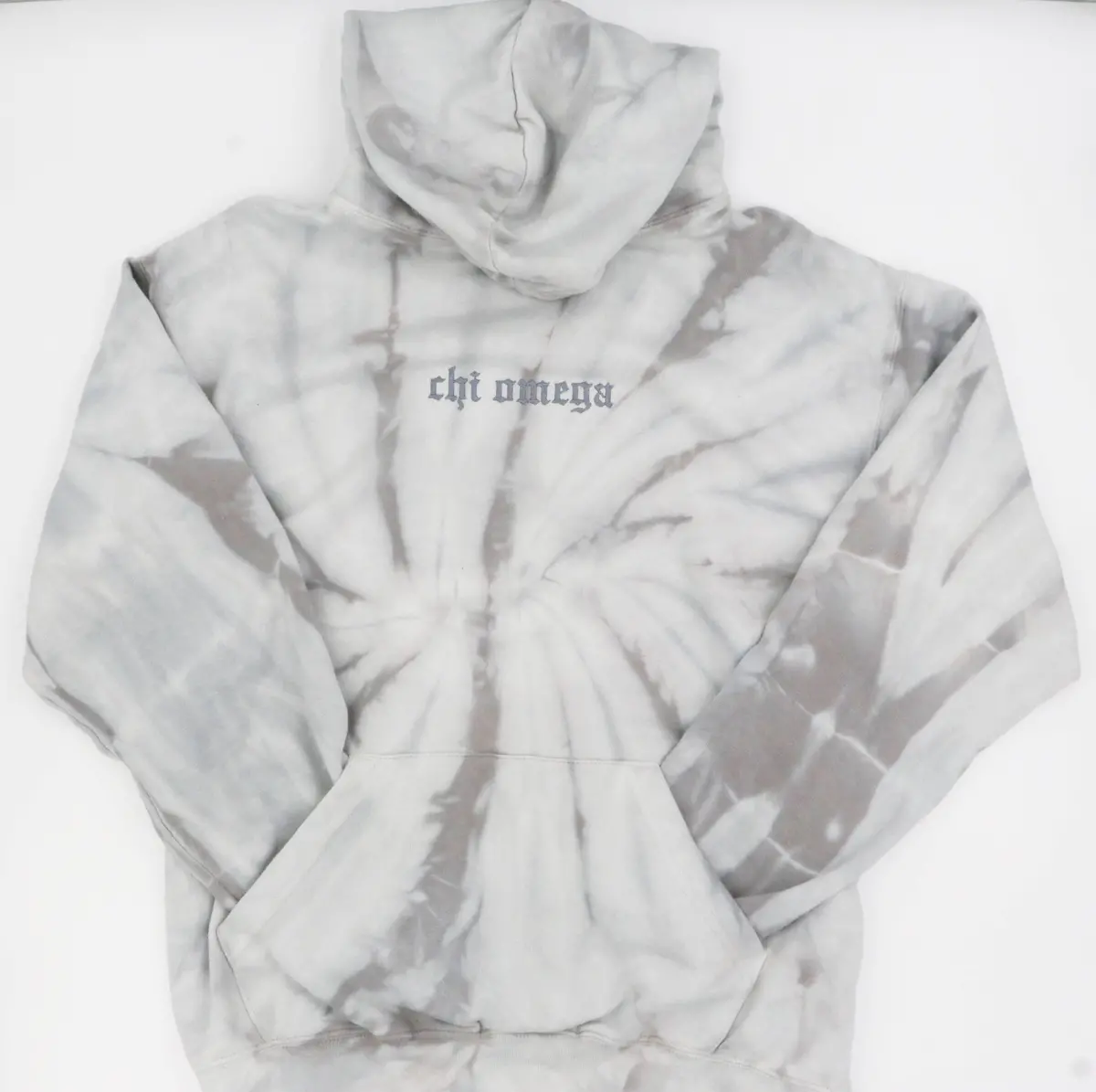 Chi Omega Embroidered Tie-Dyed Pullover Hooded Sweatshirt 1