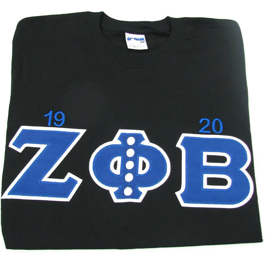Zeta Phi Beta Embroidered Tee W/ Year And Pearls 1
