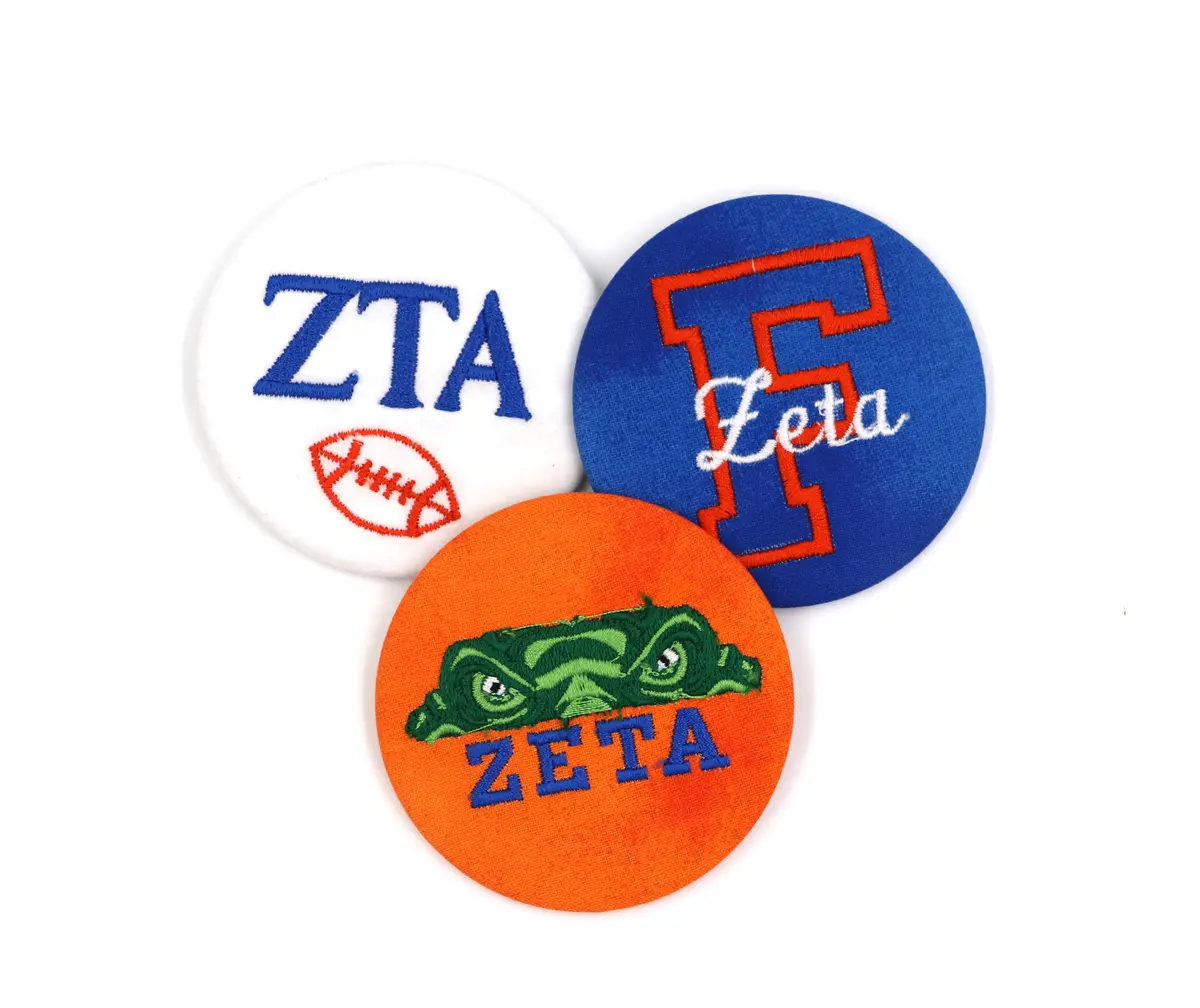 Zeta Tau Alpha Game Day Embroidered Button Pair