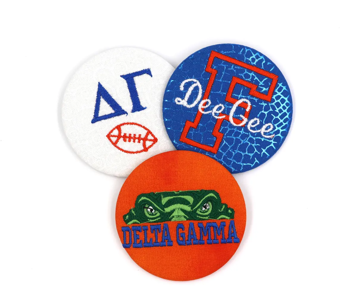 Delta Gamma Game Day Embroidered Button Pack – 2-Pin Set
