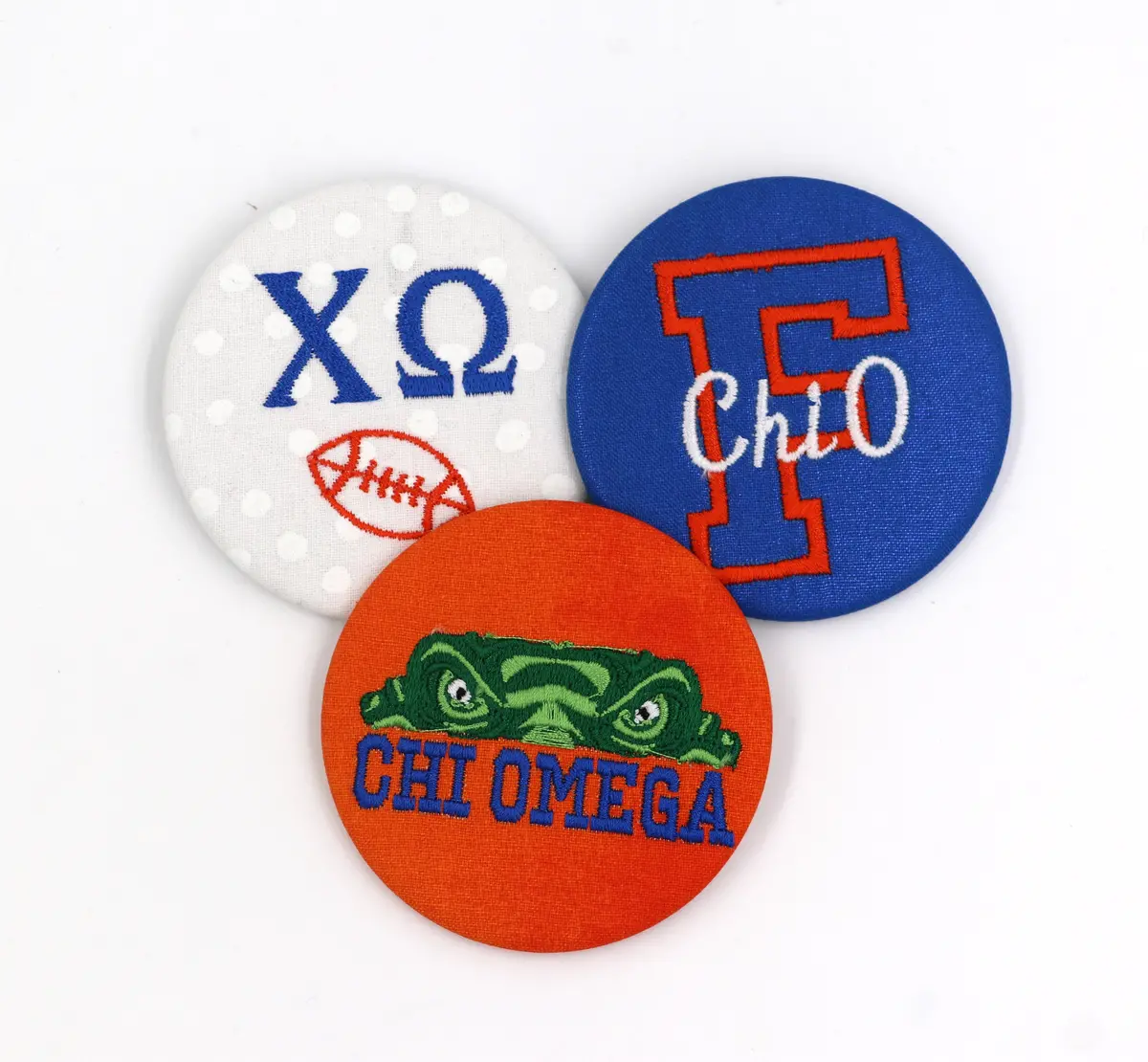 Chi Omega Two-Piece Game Day Embroidered Button Collection