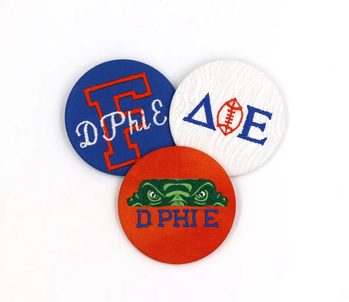 Delta Phi Epsilon Dual-Theme Game Day Embroidered Buttons