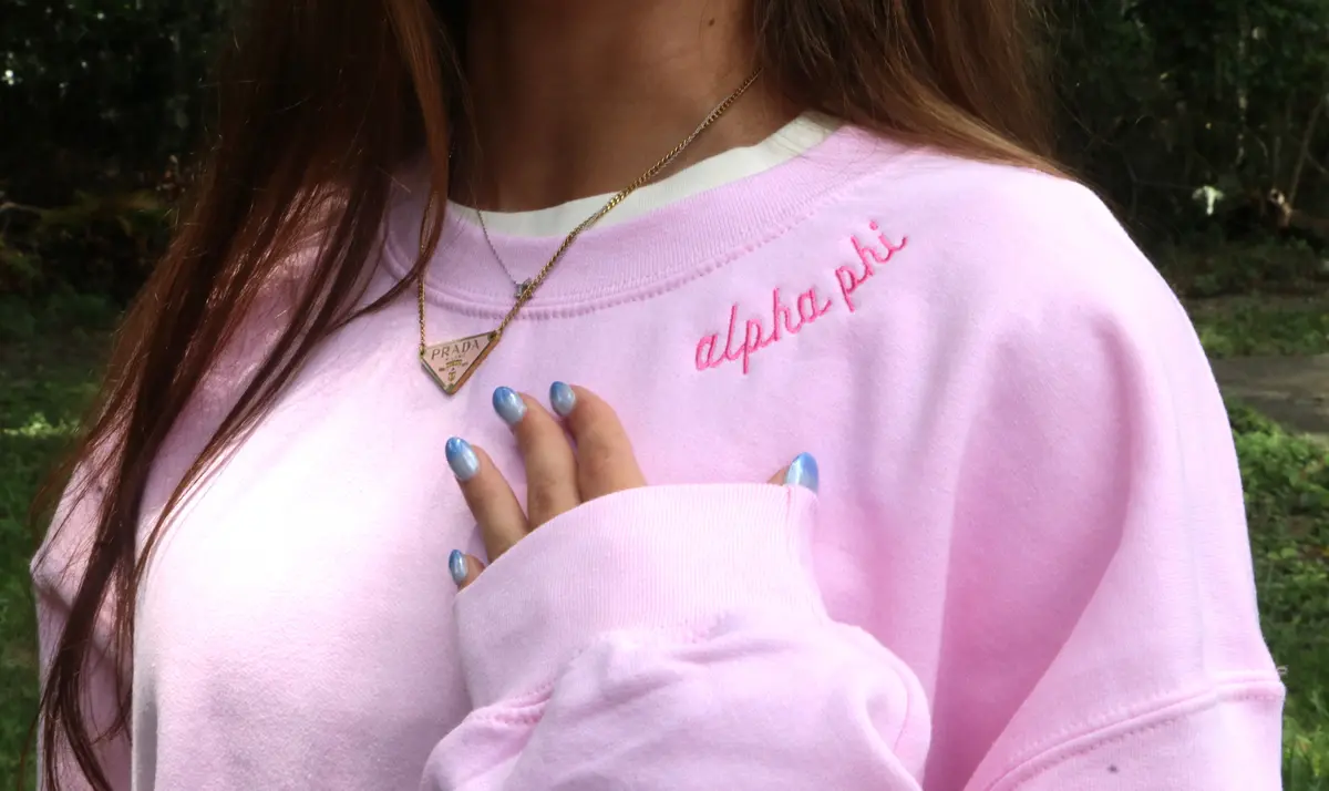 Alpha Phi Side Script Crewneck 1