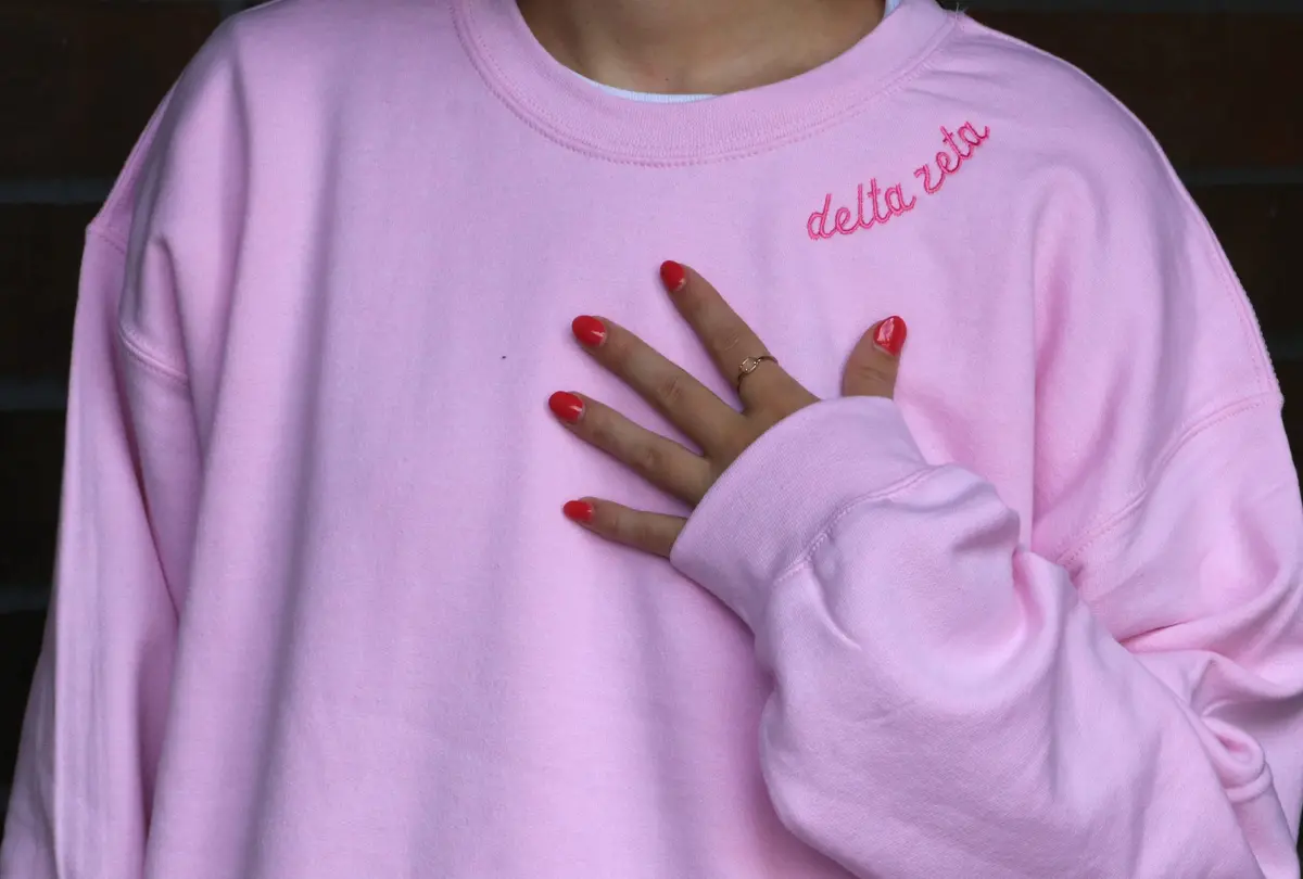 Delta Zeta Side Script Crewneck 1