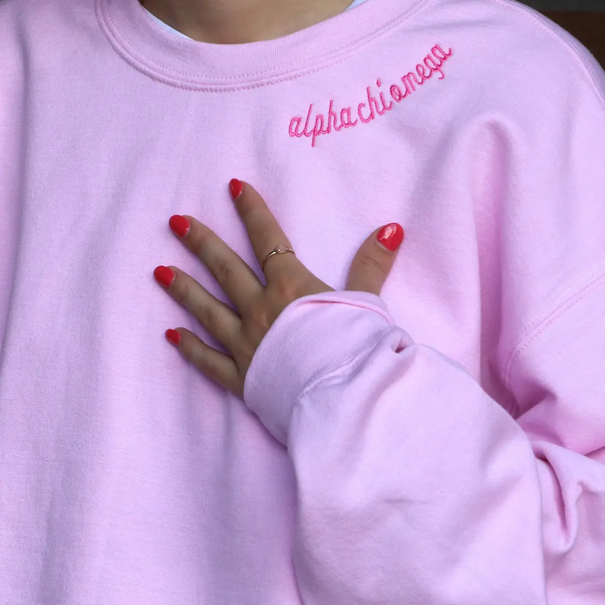 Alpha Chi Omega Side Script Crewneck 1