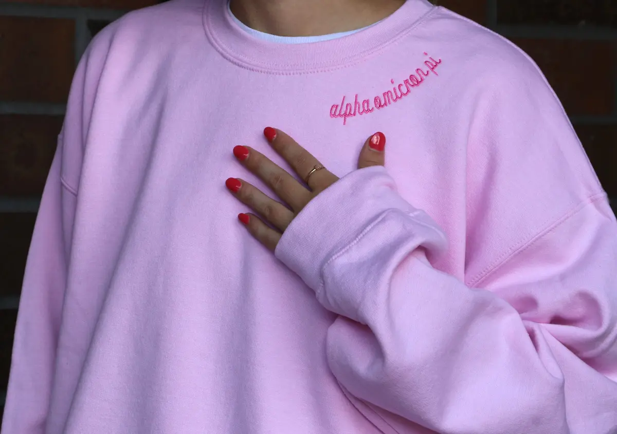 Alpha Omicron Pi Side Script Crewneck 1