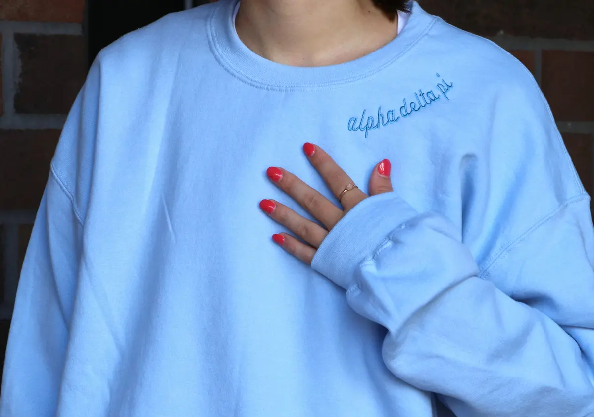 Alpha Delta Pi Side Script Crewneck 1