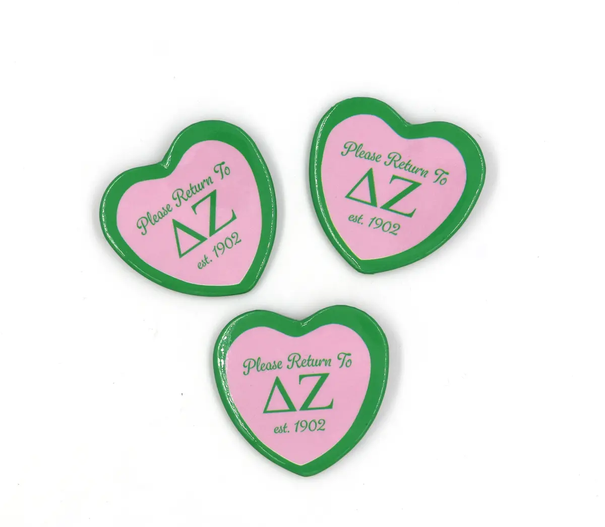 Delta Zeta Heart Shaped Printed Button 1