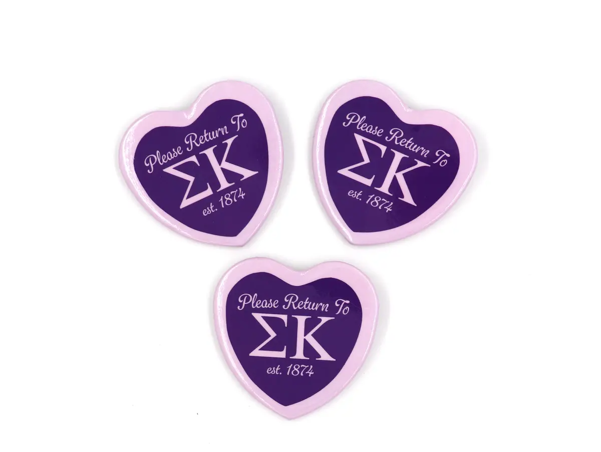 Sigma Kappa Heart Shaped Printed Button 1