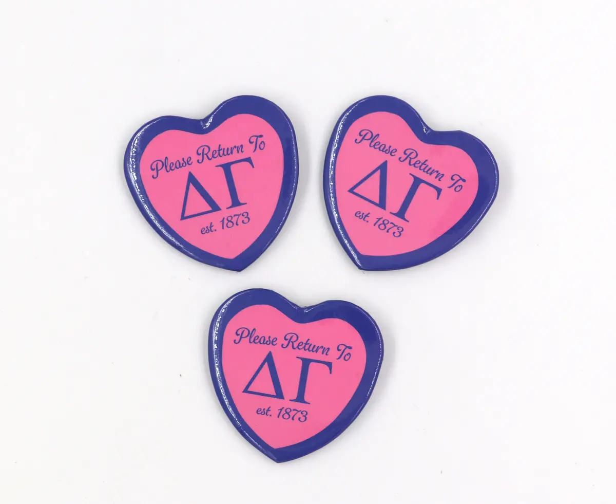 Delta Gamma Heart Shaped Printed Button 1