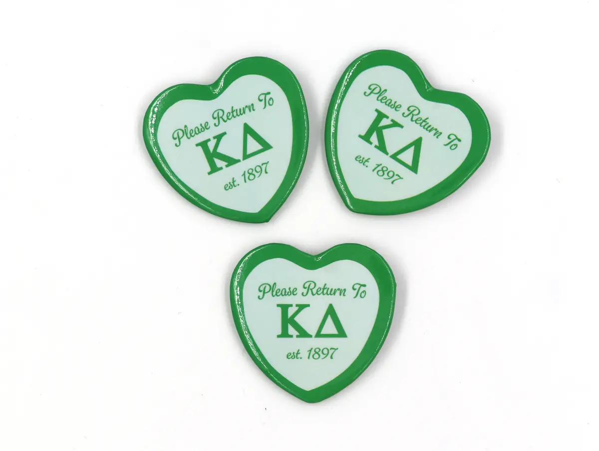 Kappa Delta Heart Shaped Printed Button 1