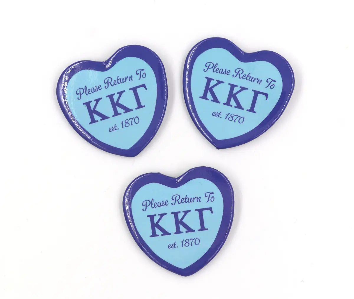 Kappa Kappa Gamma Heart Shaped Printed Button 1