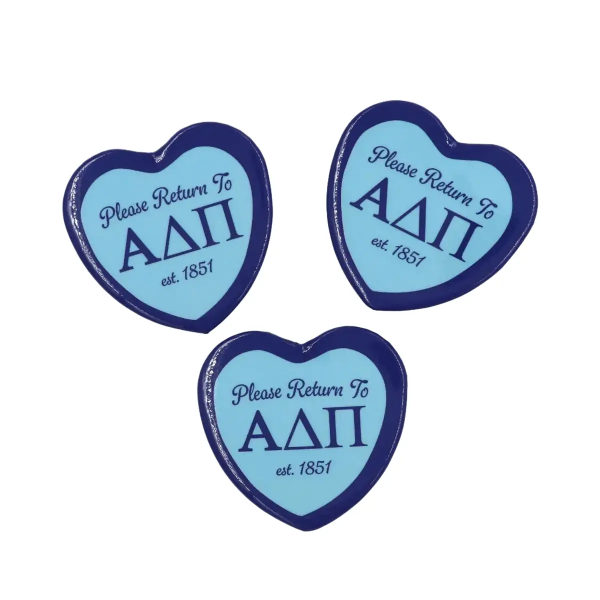 Alpha Delta Pi Heart Shaped Printed Button 1