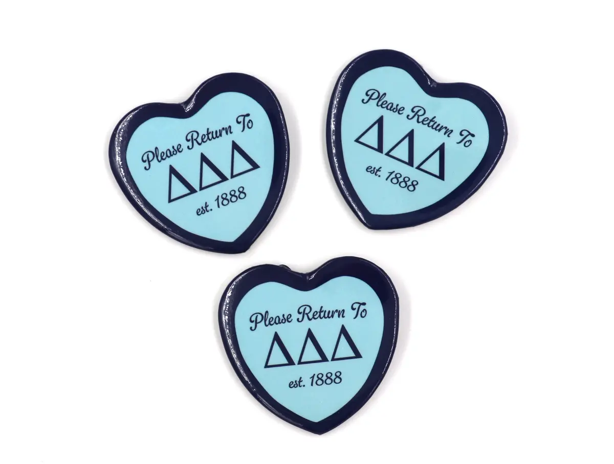 Delta Delta Delta Heart Shaped Printed Button 1