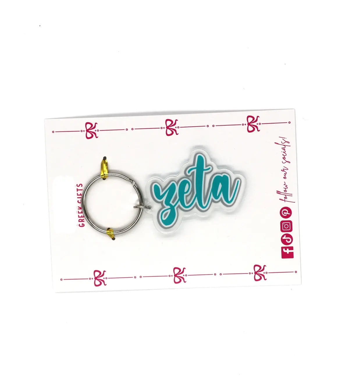 Zeta Tau Alpha Script Acrylic Key Ring 1