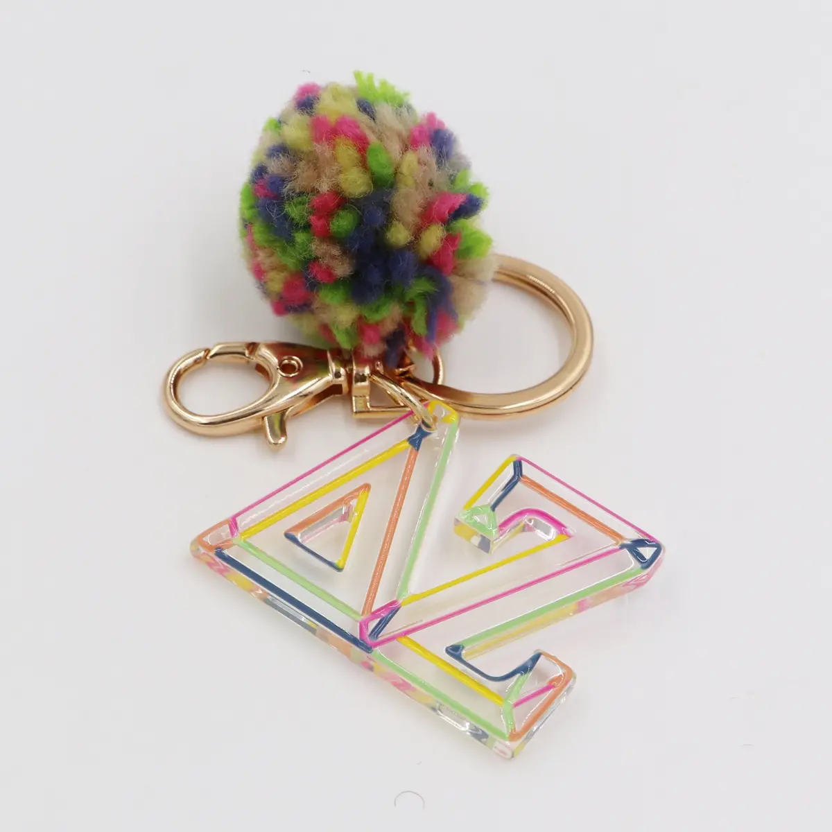 Delta Zeta Color Block Acrylic Pom Keychain 1