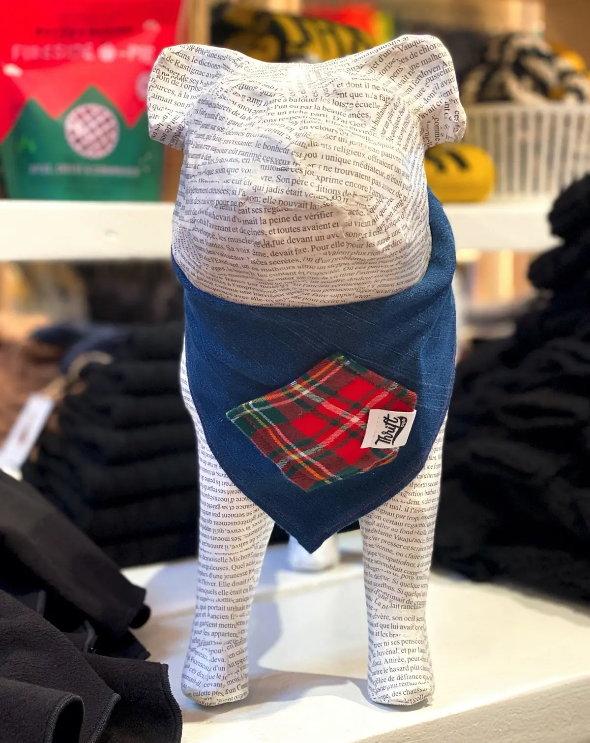 Upcycled Howliday Plaid Treat Pocket Dog Bandana (Made In The Usa) 1