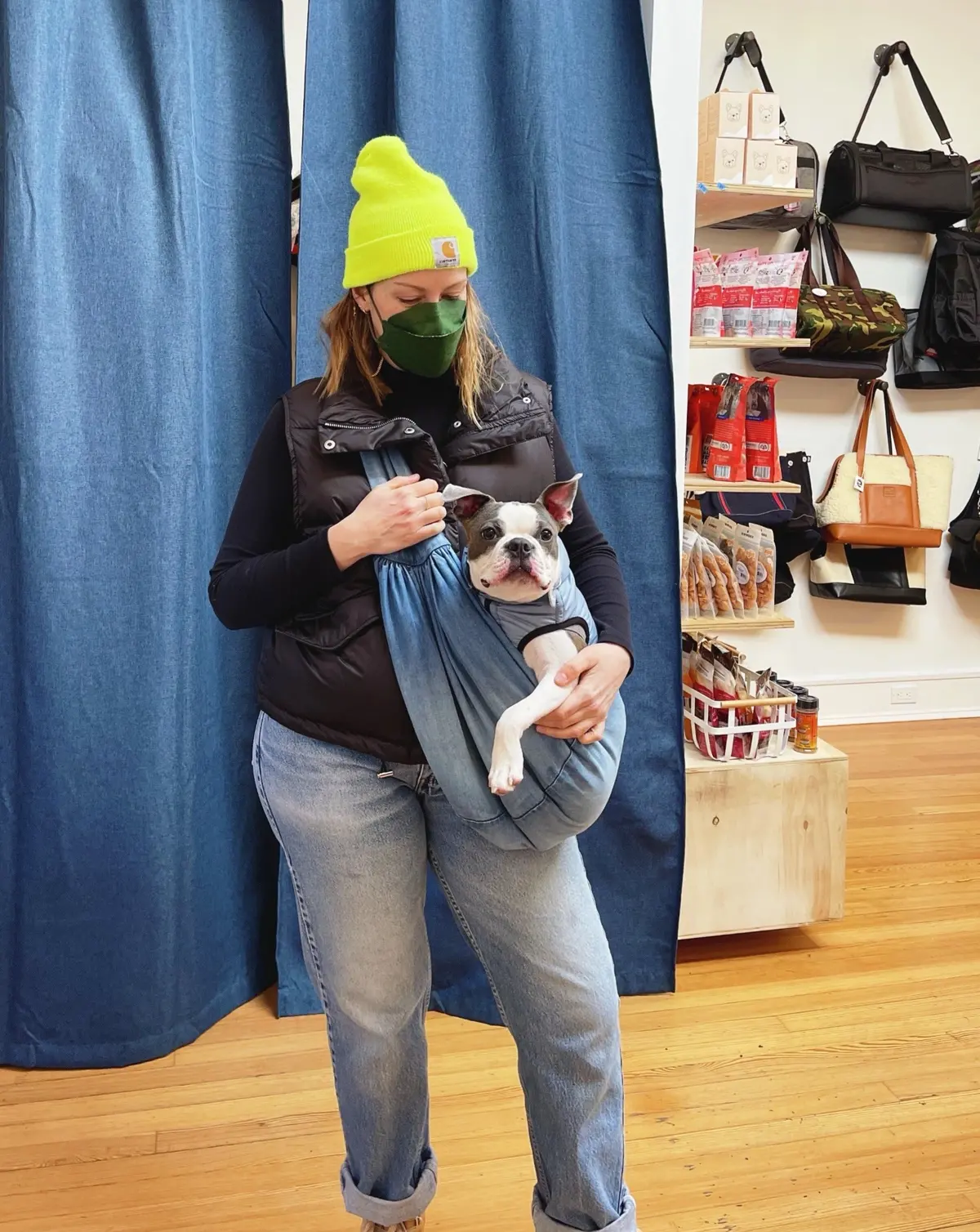 Adjustable Denim Dog Sling Carrier (Made In The Usa) (Final Sale) 1