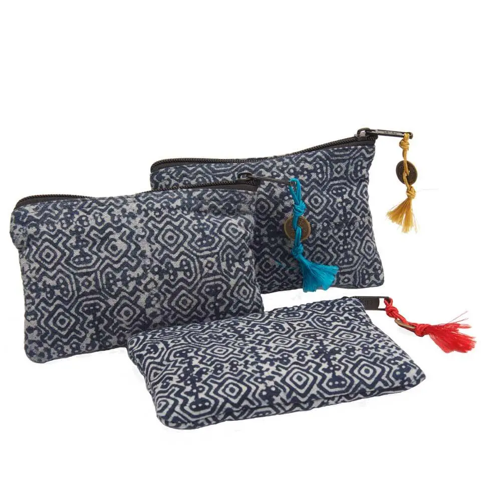 Zig Zag Asian Collection | Indigo Zipper Pouch 1