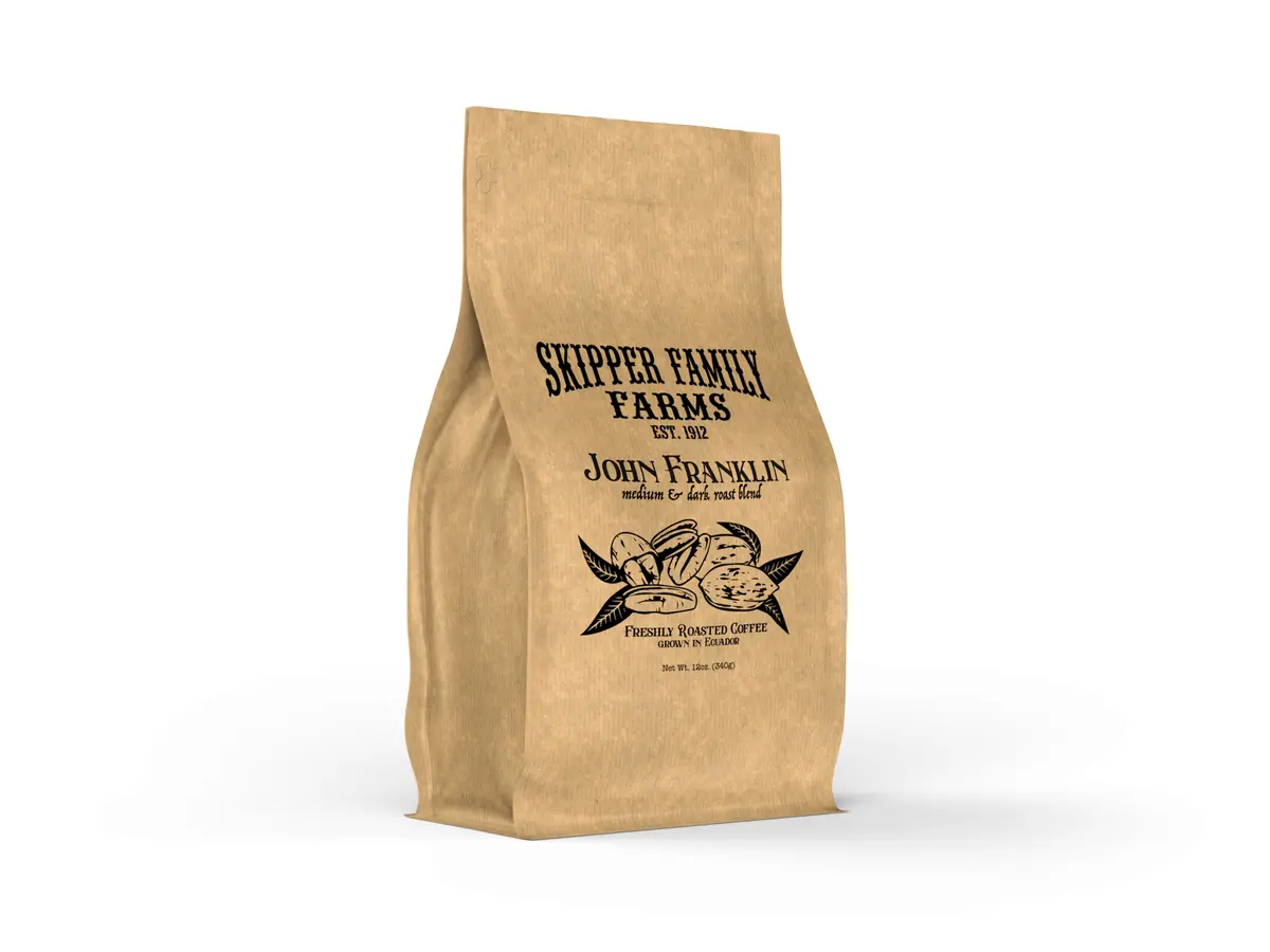 Skipper Farms 12 oz Whole Bean or Ground Coffee Bags – 8 Count