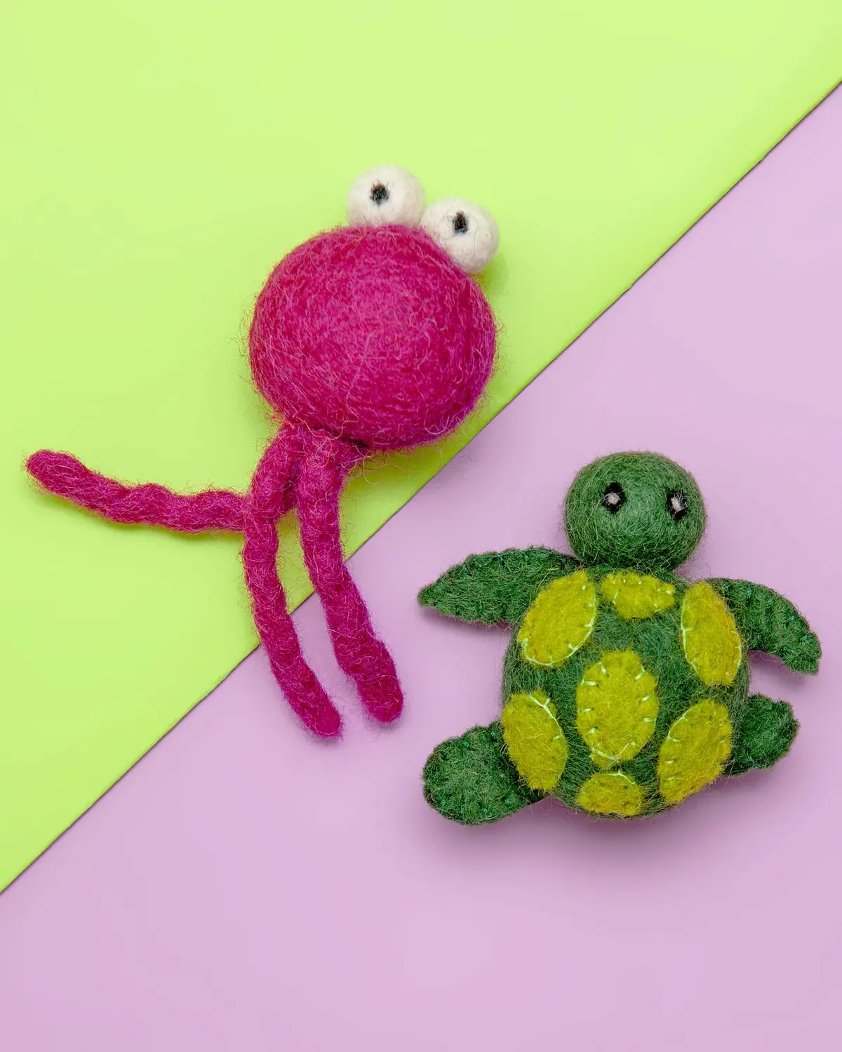 Turtle & Jellyfish Wool Cat Toy Set (2-Pack) 1