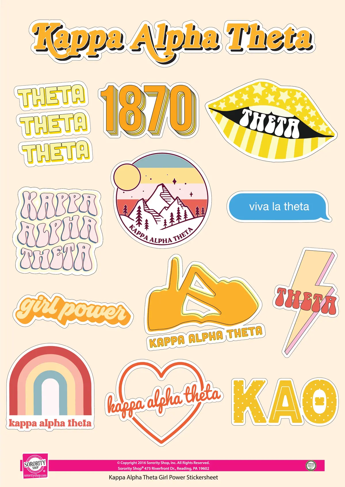 Kappa Alpha Theta Girl Power Sticker Sheet 1