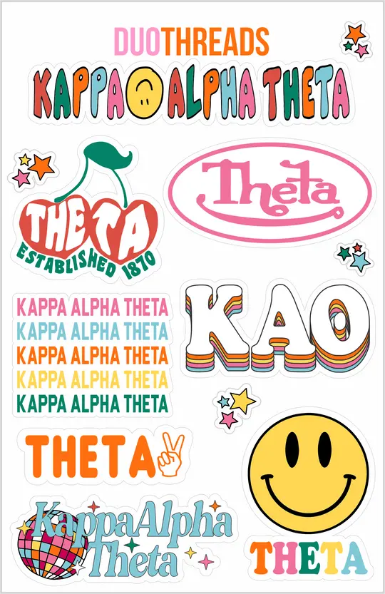 Kappa Alpha Theta Rainbow Sticker Sheet 1