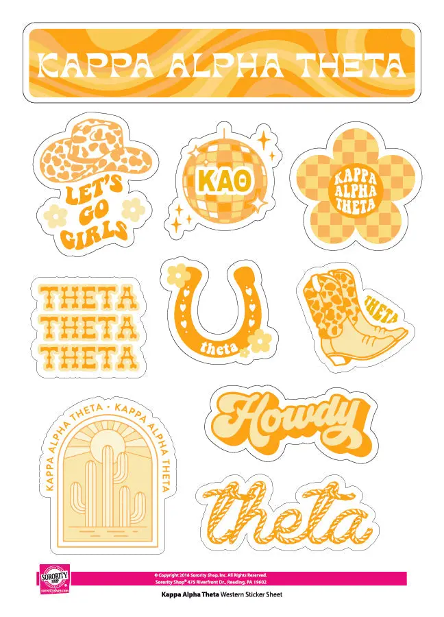 Kappa Alpha Theta Western Disco Sticker Sheet 1