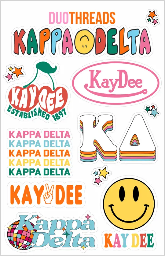 Kappa Delta Rainbow  Sticker Sheet 1