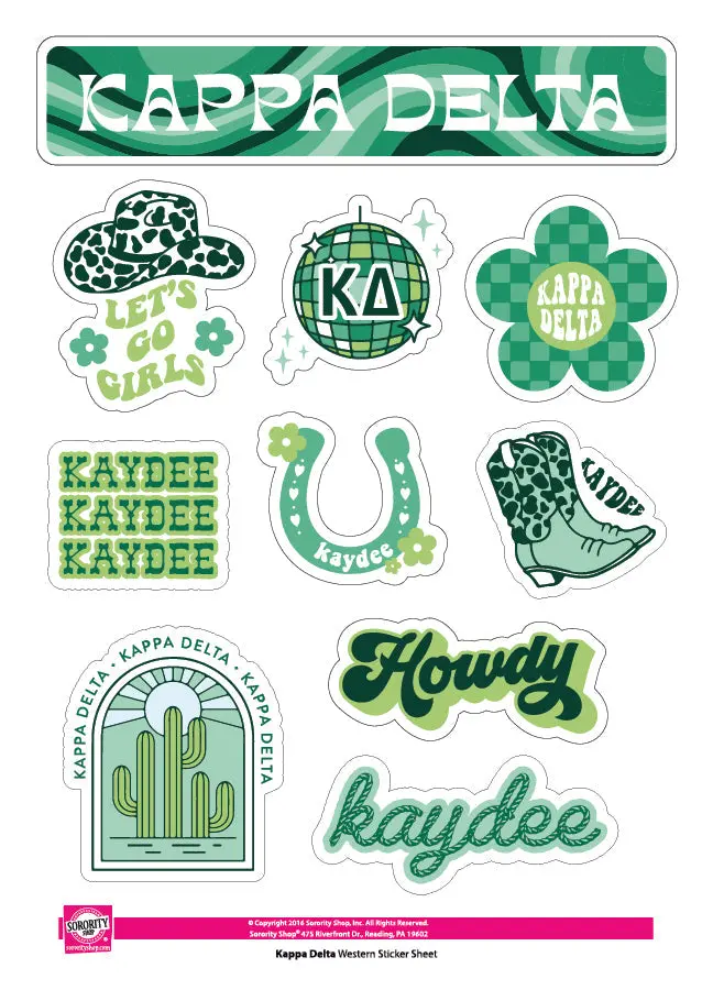 Kappa Delta Western Disco Sticker Sheet 1
