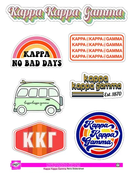 Kappa Kappa Gamma Retro Sticker Sheet 1