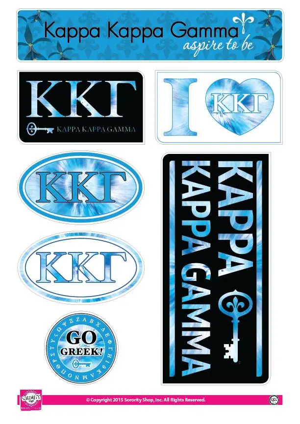 Kappa Kappa Gamma Tie Dye Sticker Sheet 1