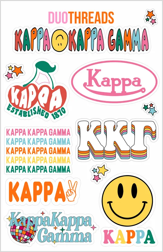 Kappa Kappa Gamma Rainbow Sticker Sheet 1