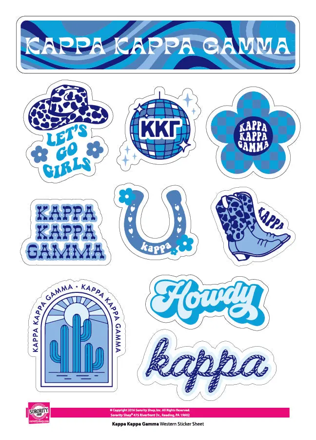Kappa Kappa Gamma Western Disco Sticker Sheet 1