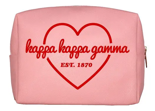 Kappa Kappa Gamma Pink & Red Heart Makeup Bag 1