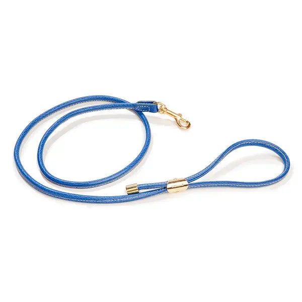 Italian Leather Leash In Blue 1