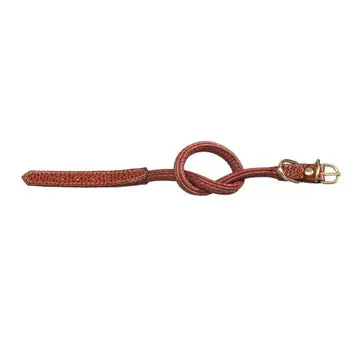 Italian Rolled Leather Dog Collar In Brown 4