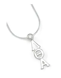 Lambda Theta Alpha Sterling Silver With Cz Crystal Lavaliere 1
